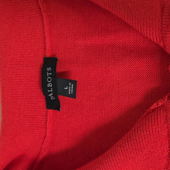 Talbots Red Long Sleeve Dress with Collar Modest Cotton Size Large - Picture 8 of 9